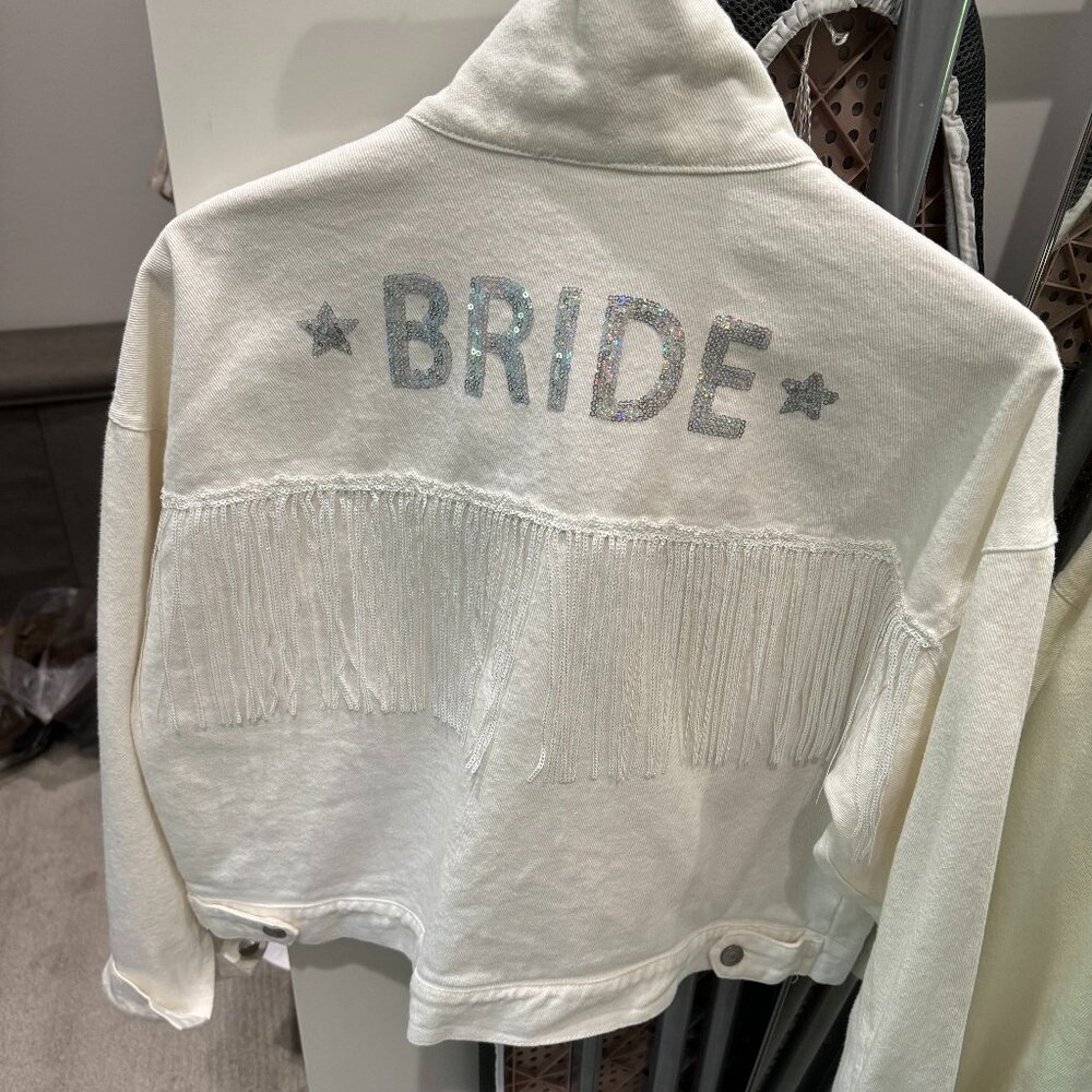 BRIDE white denim jacket- Altar'd State